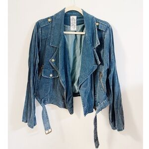 Sadie & Sage Teal Corduroy Moto Jacket